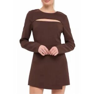 Endless Rose Brown Long Sleeve Cut Out Dress Romper Size L